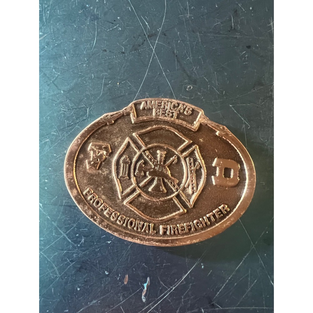 Americas Best Professional Firefighter Belt Buckle FD Maltese Cross Vintage
